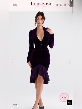 House of CB  Velvet High-Low Midi Dress NWT XS